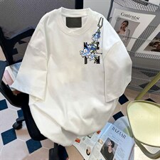 H1057-p35原版前后刺绣夏季新款字母情侣宽松短袖T恤，男装T恤，星座617A-2