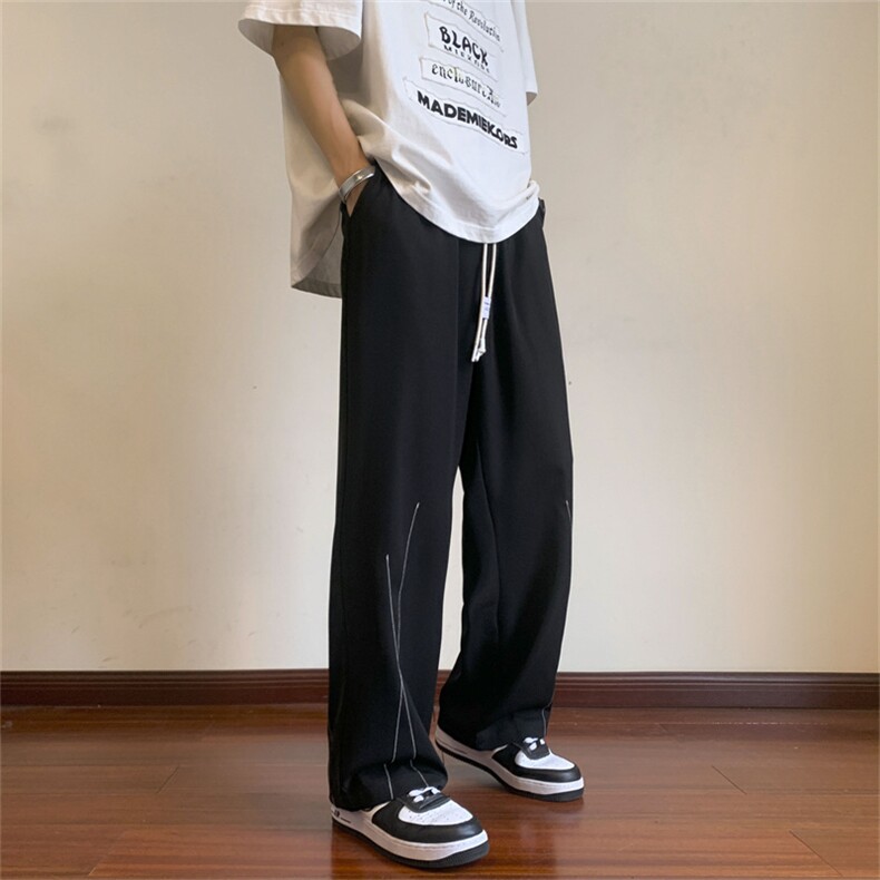 K739-P60控78抖音品质夏高街垂感直筒拖地裤男生休闲裤西裤,男装休闲裤,电商B369（原A024）