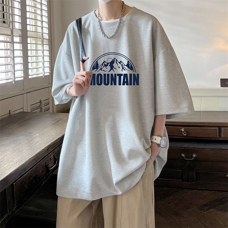 华夫格t恤男短袖男大码五分袖酒店风HT73255-P22,男装T恤,电商A040