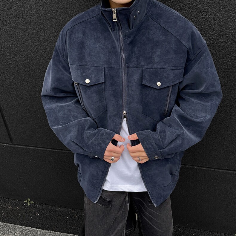 现货藏青男士皮夹克机车情侣皮衣外套JK306P80,男装夹克,星座1904A-1