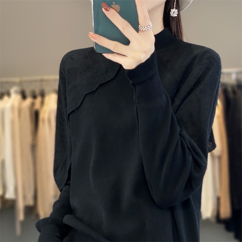 时尚百搭女士羊毛衫简约优雅修身显瘦长袖针织衫,女装羊毛衫,宛庄羊绒