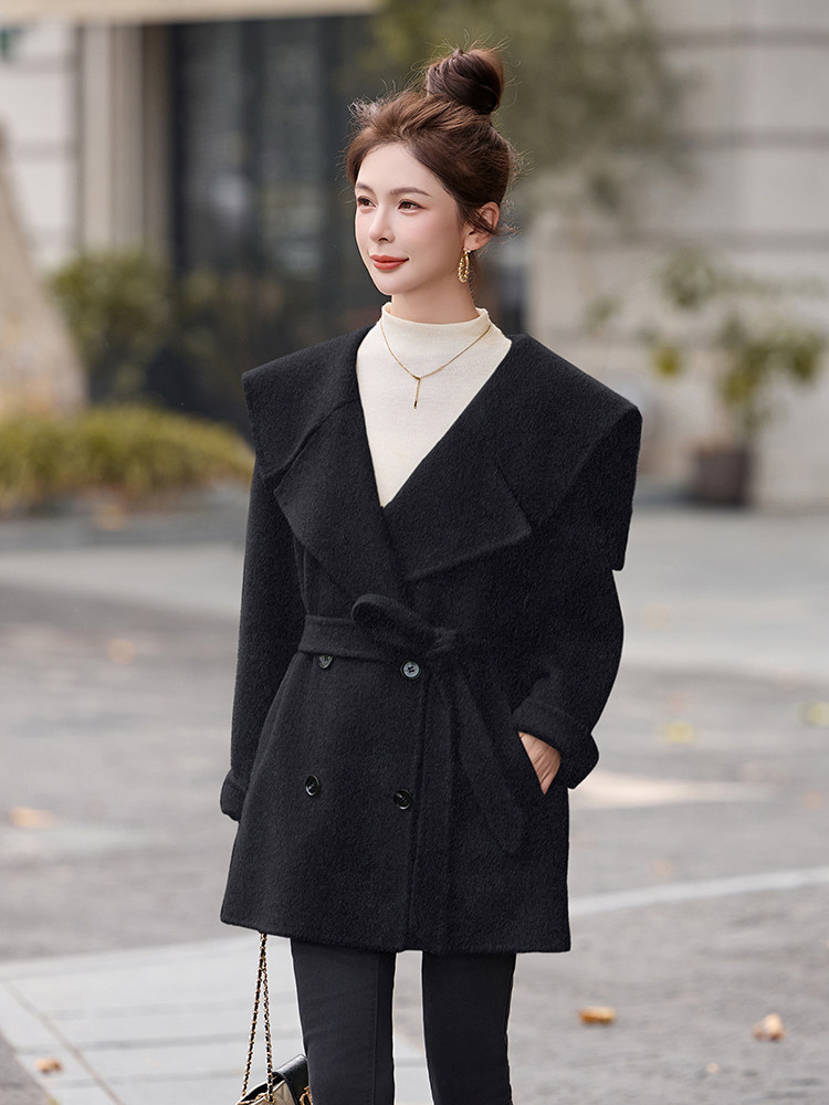 双面羊毛大衣女高级感时尚减龄今年流行毛呢外套2025年冬季,女装双面呢大衣,琦鑫阁（原依鑫阁）