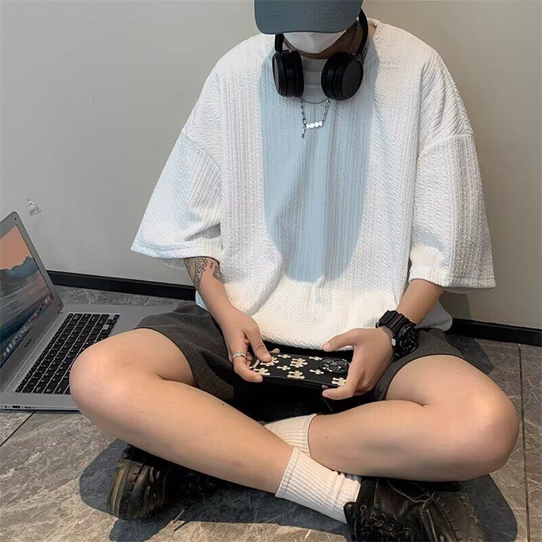 C509P33短袖t恤男潮牌ins纯棉宽松半袖青年圆领体恤港风衣服，男装T恤，星座512-6