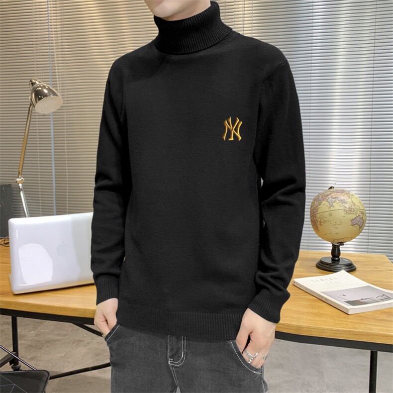 秋冬可翻高领毛衣男NY纯色长袖男刺绣毛衫打底针织衫米M251P33,男装针织衫/毛衣,星座1207
