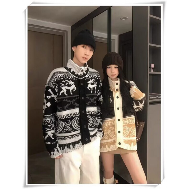 MM498-P63美式新款复古休闲慵懒风开衫针织毛衣,男装针织衫/毛衣,星座617A-2