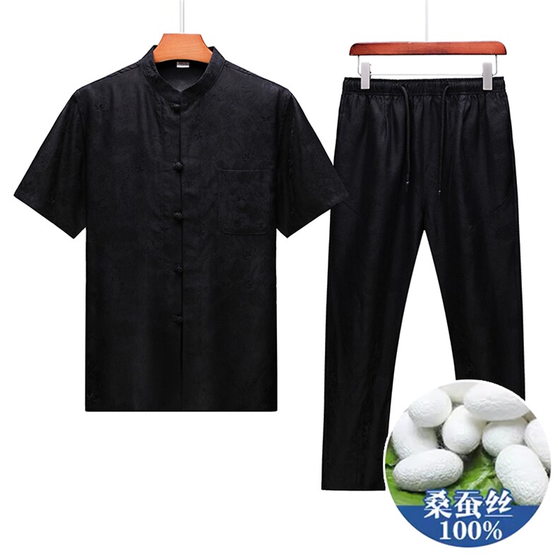 GBN863-9夏季风唐装纯香云纱短袖爸爸装套装,男装休闲套装,电商B360