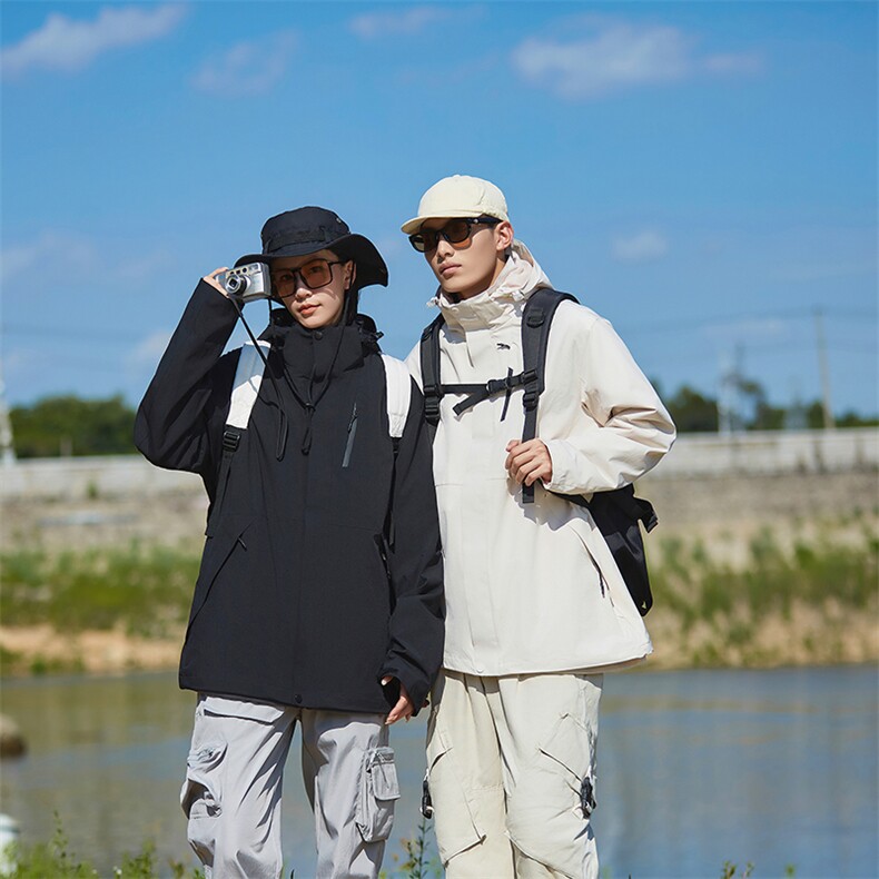 冬季三合一外套日系连帽男装青年夹克户外防水冲锋衣外套6152-P90图片