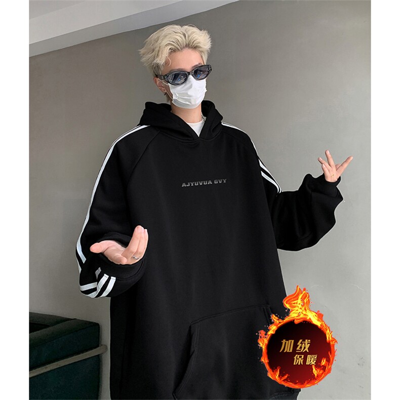 抖音得物供货提供视频秋冬重磅美式宽松织带连帽卫衣0608,男装卫衣,电商A486