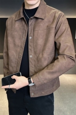 皮衣外套男款秋季2025新款翻领修身皮夹克C317-5536-P145，男装夹克，电商C317