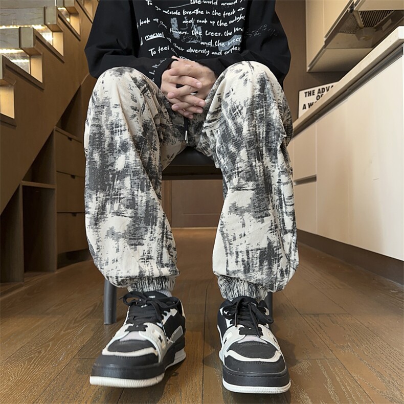 小众扎染迷彩裤子男秋季美式vibe青少年运动卫裤高级感痞帅束脚裤,男装休闲裤,电商B371
