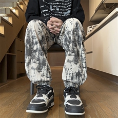 小众扎染迷彩裤子男秋季美式vibe青少年运动卫裤高级感痞帅束脚裤，男装休闲裤，电商B371