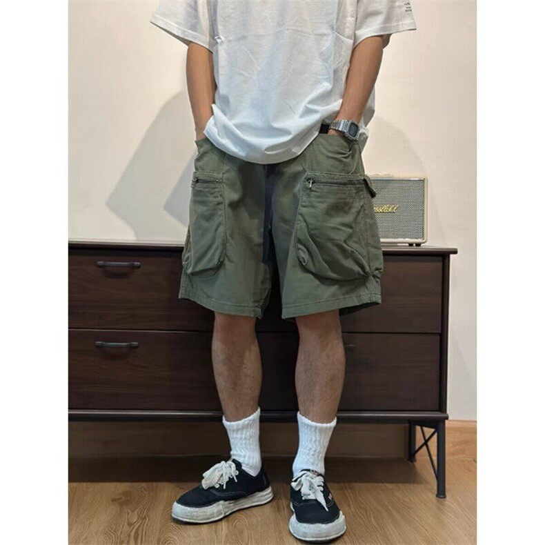 W9602-P50网图现货机能重工口袋工装短裤夏季高街宽松五分裤,男装牛仔裤,星座1608-2