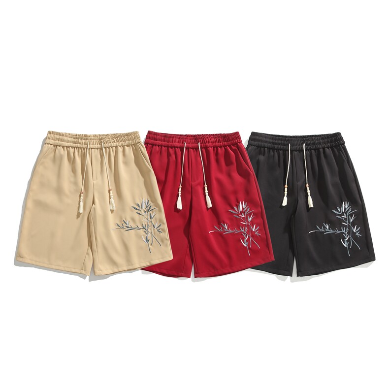 抖音品质夏季新中式潮刺绣宽松短裤五分裤B315-K24129-p35控48,男装牛仔裤,电商B315