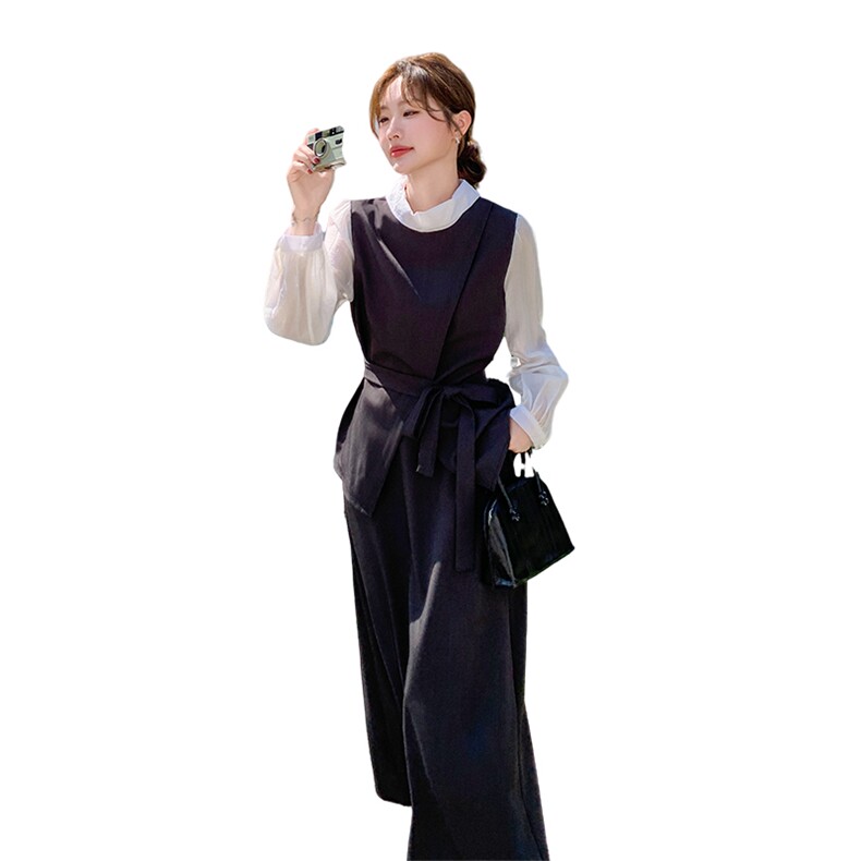 现货2D078-T1906-P155K228立领系带假两件上衣+半裙两件套,女装套装/套裙,2D078