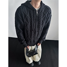 慵懒风休闲针织衫男士外套连帽开衫ins潮流宽松毛衣M6002-特P60，男装针织衫/毛衣，电商A006