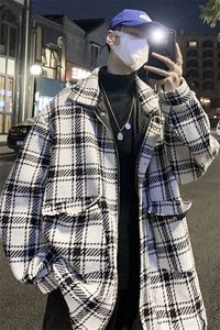 wassup happy小香风格子外套男士春秋季2025新款潮牌毛呢休闲夹克图片