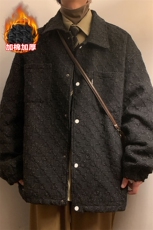 冬新复古小香风棉服男潮大码加棉加厚夹克保暖外套J595J加棉-P95，男装棉衣，电商A001