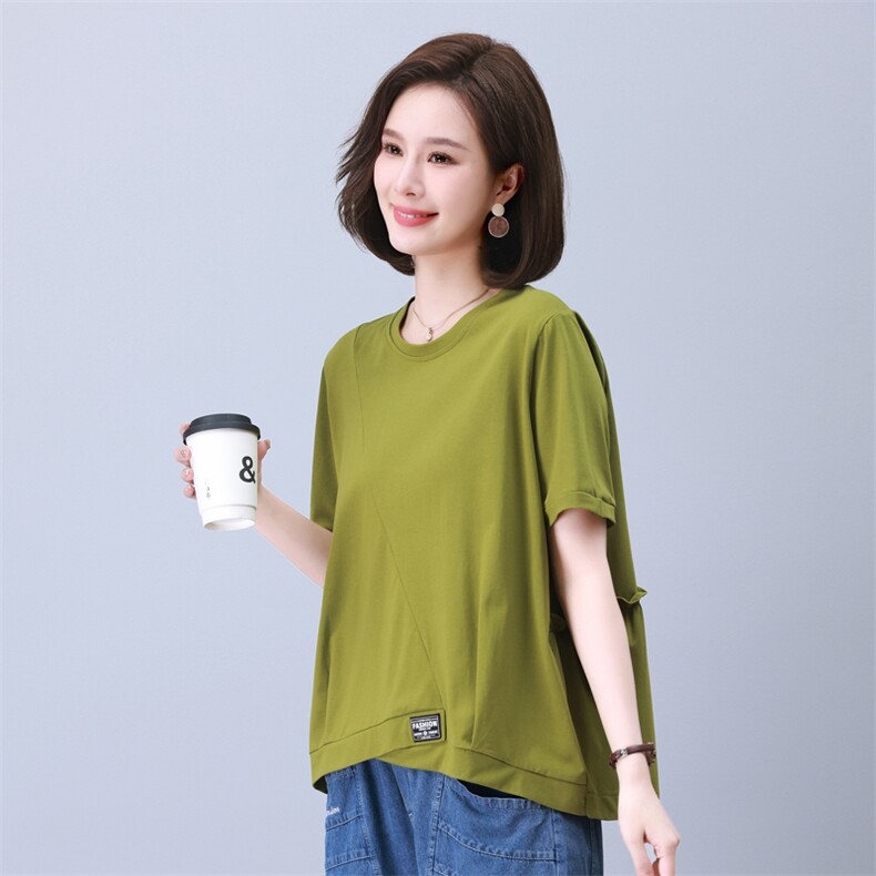 2025夏季新款精品女装潮设计感短袖t恤女宽松显瘦大码打底上衣服,女装衬衫,叶笙衣