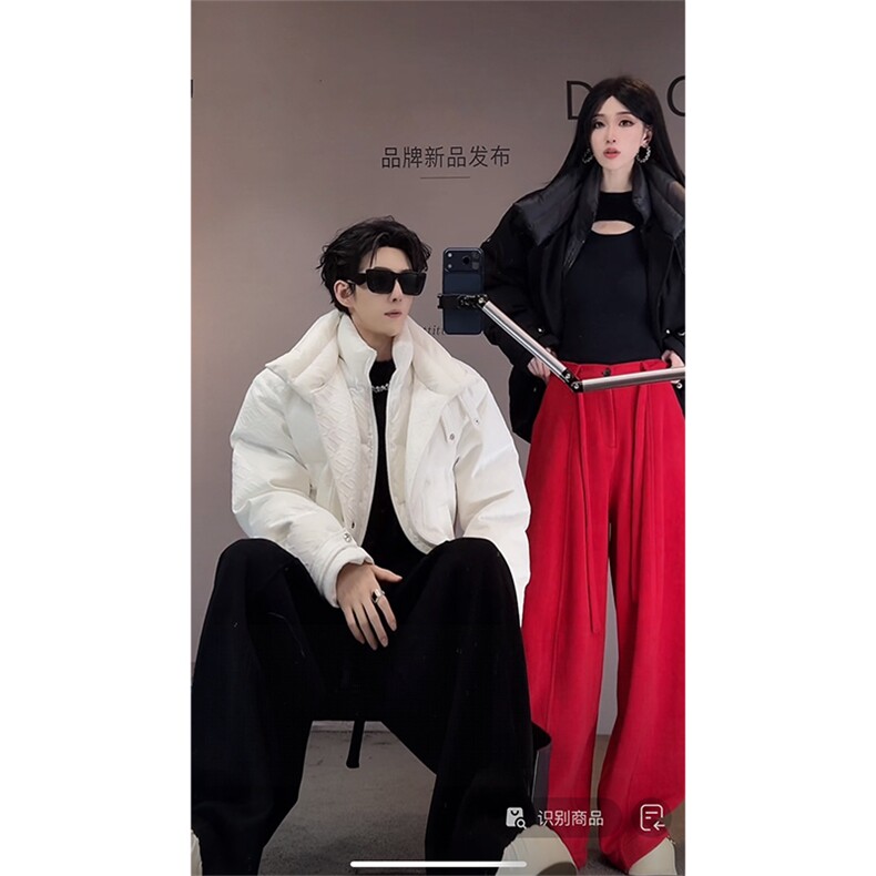 抖音冬季时尚美式假两件宽松棉服保暖棉衣男M221-P145 (网图图片