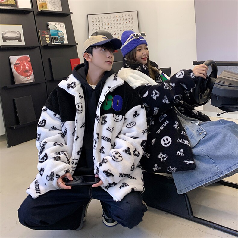 2023夹克外套拼接羊羔毛夹棉棉袄棉服羊剪绒棉衣男3322-P90控138,男装夹克,星座207