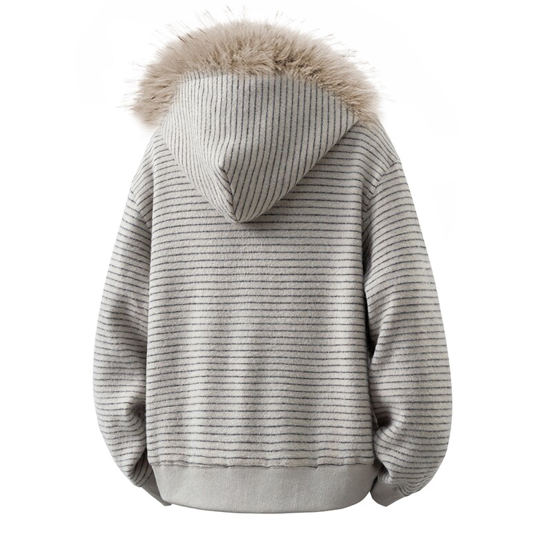 条纹毛领连帽78%晴纶19%锦纶3%氨纶S-XL开衫卫衣WY78133特P78控，男装卫衣，星座227-7