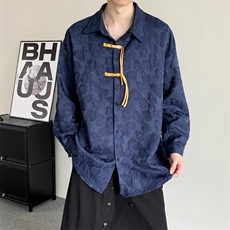 春装新中式男装唐装风红色花长袖衬衫结婚登记汉服衬衣胖子，男装衬衫，星座909