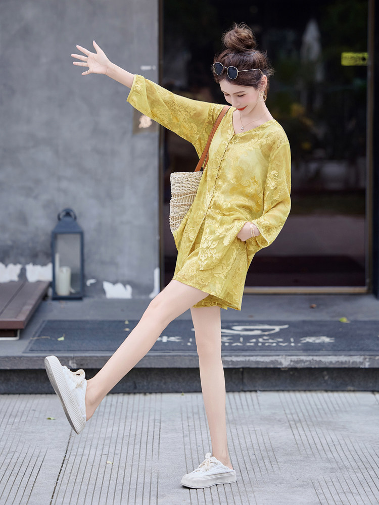 2025夏装新款新中式提花两件套,女装套装/套裙,曼琳思菲