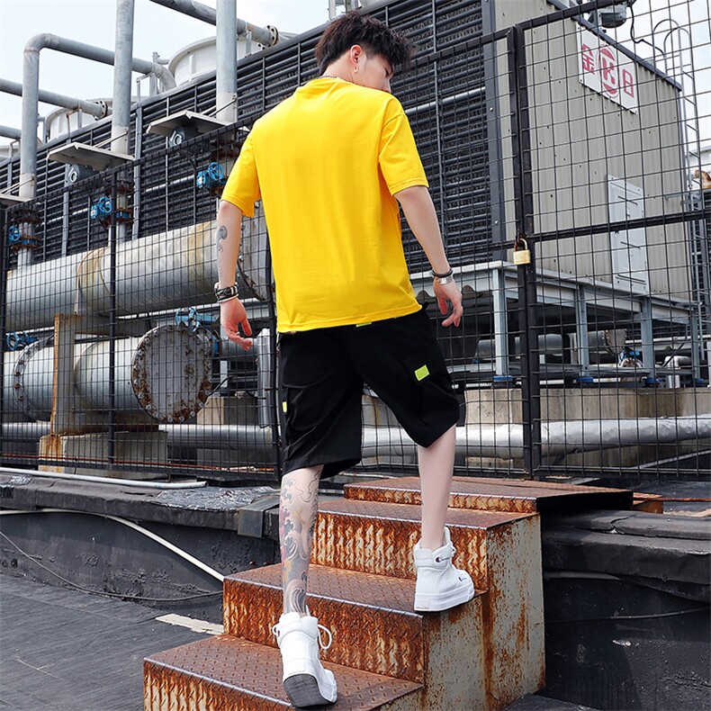 2021新款男士一套夏装青少年两件套宽松帅气短袖t恤套装T768-P58,男装休闲套装,星座1206（原A206）