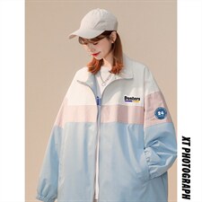 中性风秋季百搭宽松拼色立领夹克情侣外套女JK6841P65控78，男装夹克，电商A268