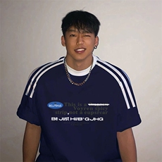 夏季美式高街重磅纯棉三条杠织带撞色男女短袖T恤ZD357-特P30，男装T恤，电商A486