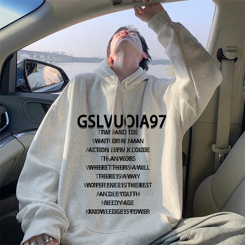 抖音得物供货可提供视频秋冬重磅美式宽松连帽卫衣DL2036,男装卫衣,电商A486