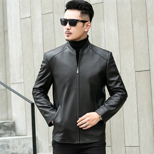 DLSN81881新款皮衣男头层绵羊皮夹克立领商务休闲男装P750图片
