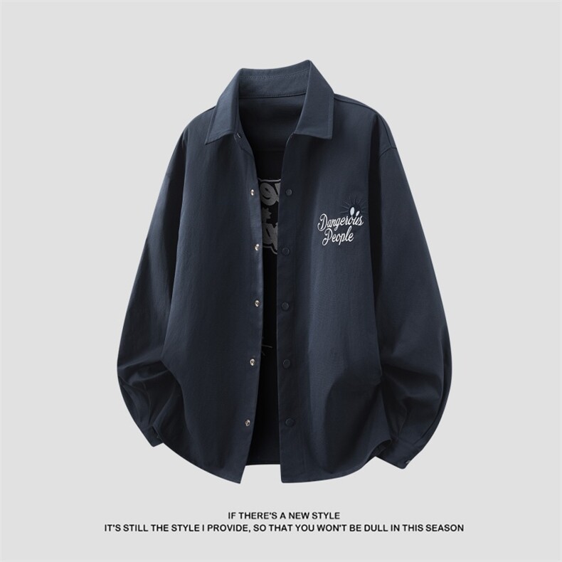 高品质鱼骨纹2026新款百搭翻领长袖衬衫A436-26019-P68118,男装衬衫,电商A436