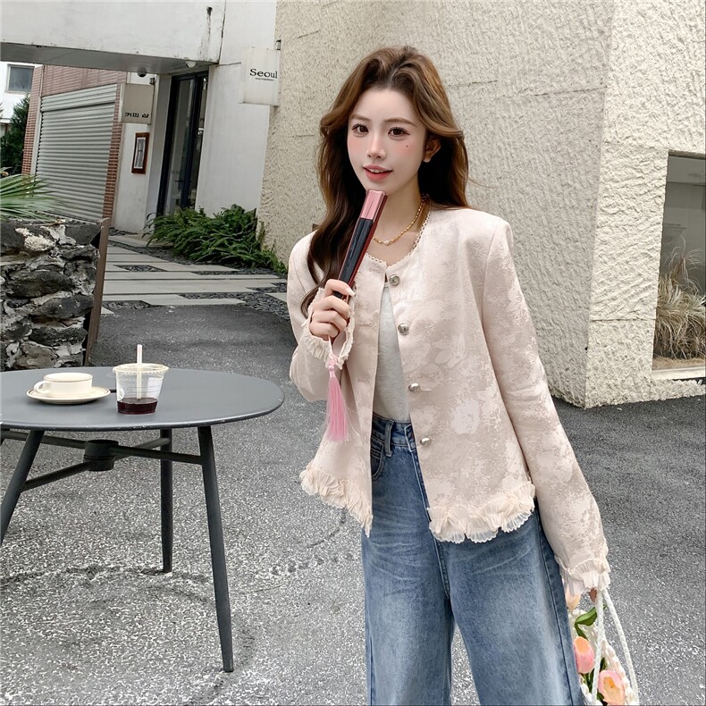 【】春季新款新中式木耳边短外套2C057-8201-P160-K258,女装短外套,2C057