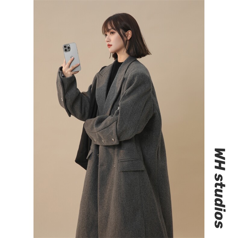 中性冬季中长款高级感过膝妮子大衣宽松风衣外套XZ811A-F198-P128图片
