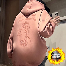 大码450G重磅奥利绒加厚烧花麂皮绒连帽卫衣P65控88常规P58控78，男装卫衣，电商A422-1