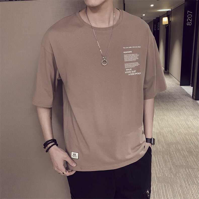 夏季男士新款短袖t恤2021韩版潮流5分袖打底休闲上衣服DS345TP25,男装T恤,电商A102
