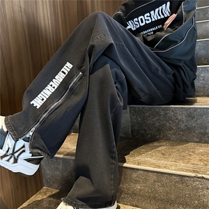 k1074-p55-控78 M-5XL 现货宽松拉链cleanfit牛仔裤马丁靴黑暗图片