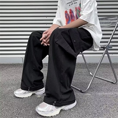 2024春款男工装裤大口袋织带直筒宽松休闲长裤h268P55，男装休闲裤，星座1013-1