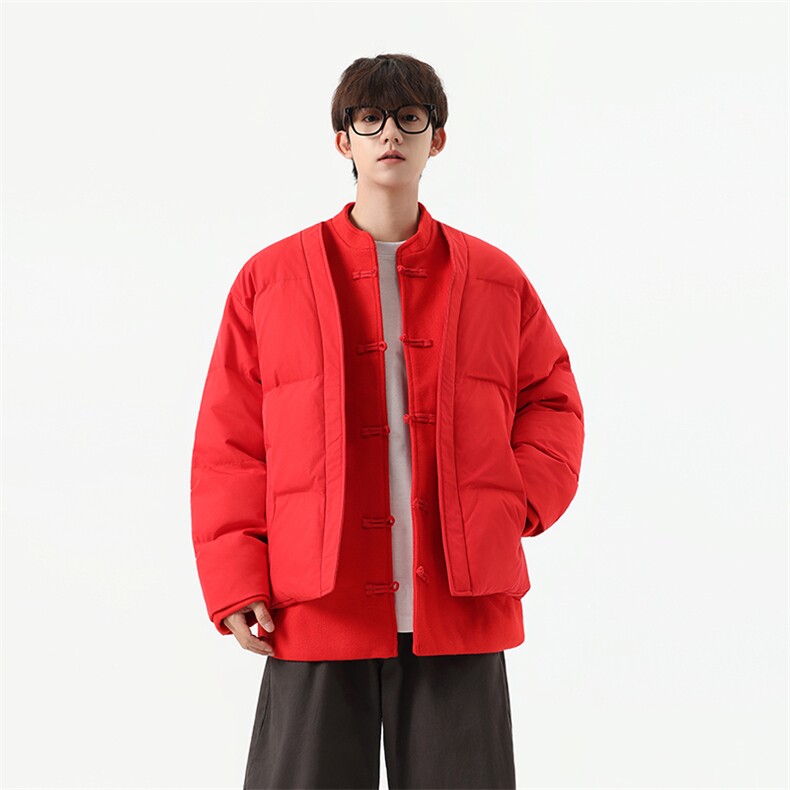 中式唐装男款冬季加厚风汉服青红色立领休闲外套A33-P158,男装民族服装,星座816A（原B366）