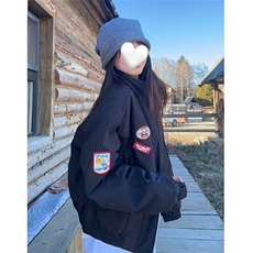 美式高街PU皮衣机车服夹克女短款辣妹设计感小众休闲宽松潮牌外套，男装夹克，星座506A