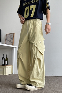 D206-1 8XL-M冰丝复古阔腿工装裤男宽松大口袋美式拖地裤男K9145图片