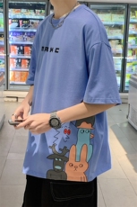 夏装纯棉T恤短袖男女学生港风时尚印花圆领半袖1600-P38控价58，男装T恤，电商A441-1