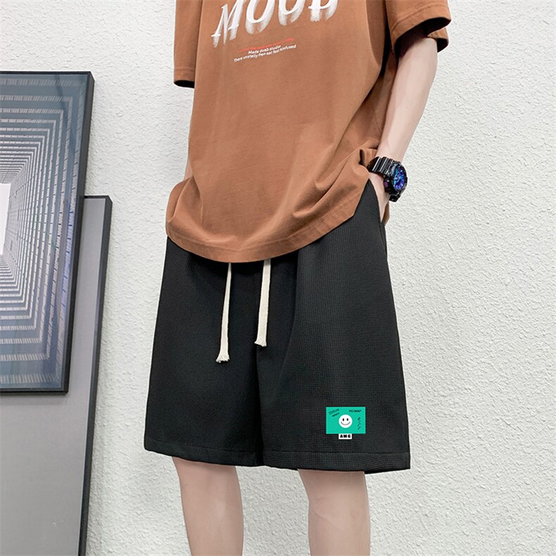 HD74264-P22华夫格短裤男大码宽松五分裤男直筒中裤,男装休闲裤,电商A040