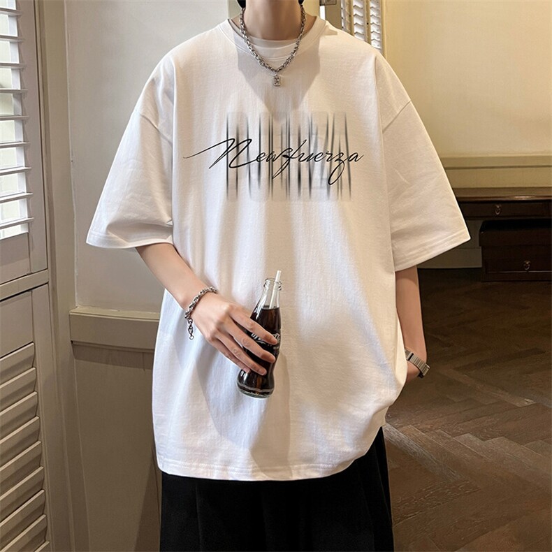 抖音得物二开现货220克夏装重磅美式高街宽松短袖t恤MT150,男装T恤,电商A486-1