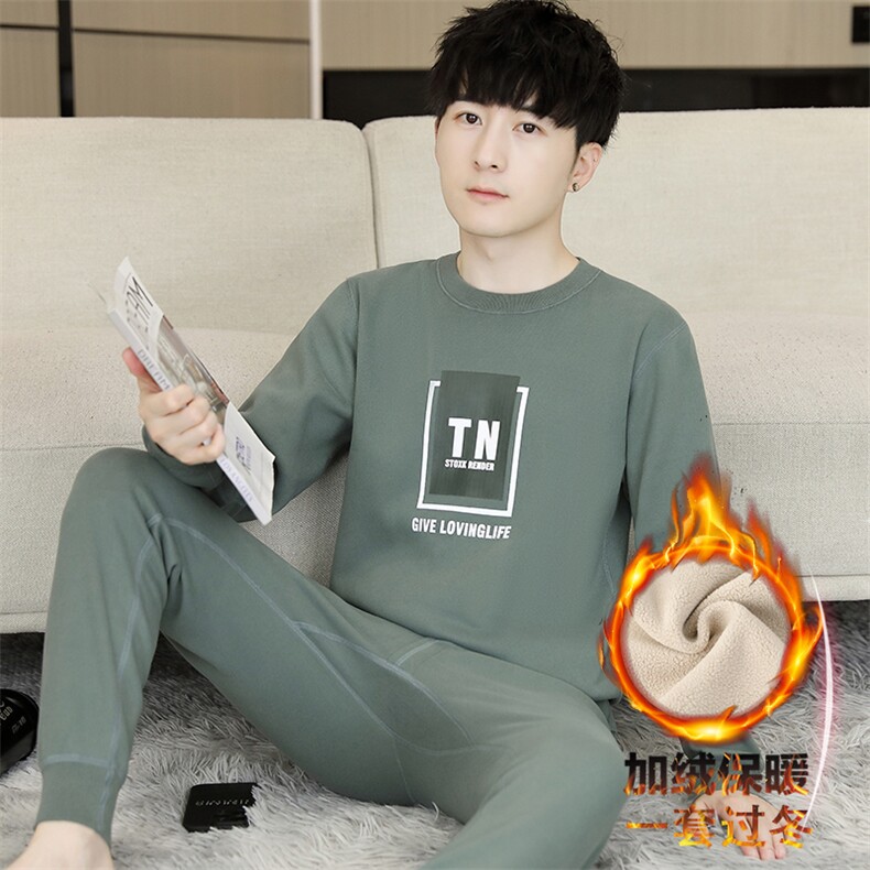 秋冬保暖内衣男士秋衣秋裤加绒加厚青少年学生套装TZ3136-P67,男装棉衣,星座310B-3