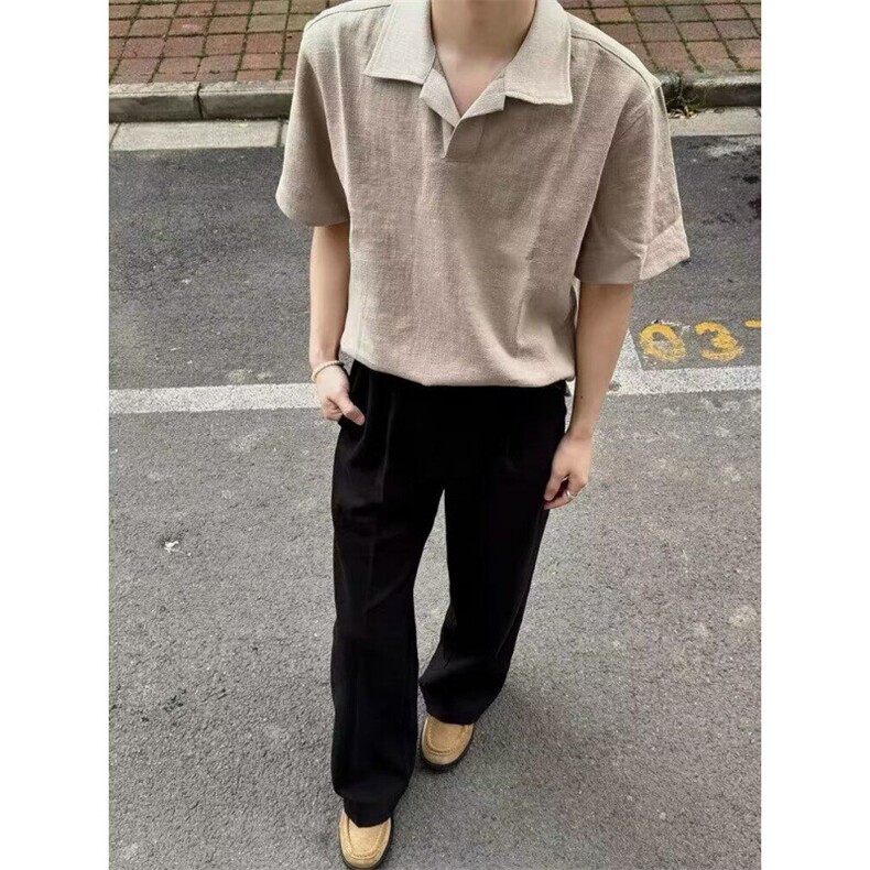 新款流行时髦polo衫气质短袖男款美式复古风原宿潮流文艺ins潮,男装T恤,四季星座505