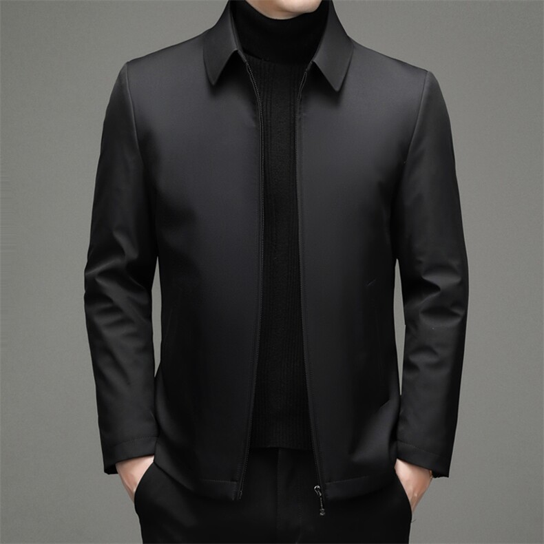 翻领纯色冬季羽绒服男装新款中年休闲爸爸冬装上衣加厚保暖外套,男装羽绒服,电商B212（原钱塘6029）