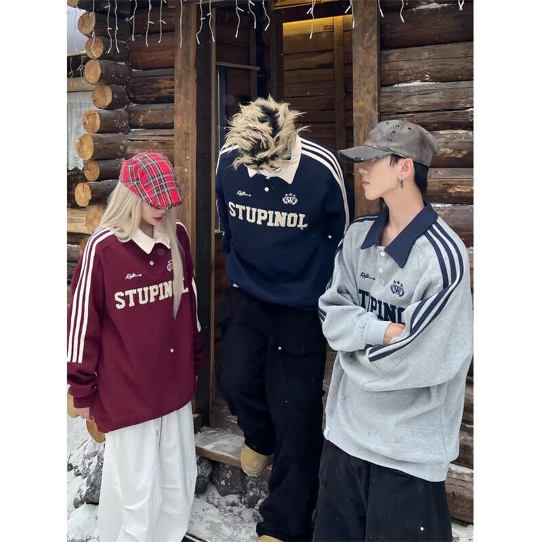 时尚POLO领街头新款套头ins新款宽松刺绣字母长袖男女百搭潮流，男装卫衣，星座506A