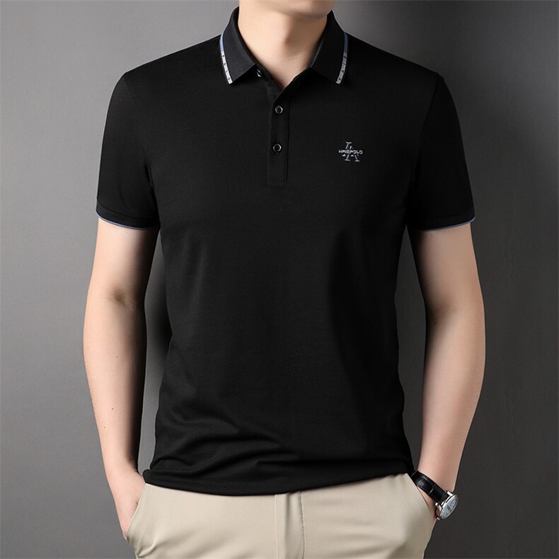 D33797钱塘2020-2夏季新款中青年男士翻领休闲百搭时尚T恤上衣P51图片